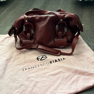 Francesco Biasia Burgundy Red Leather Duffel Bag